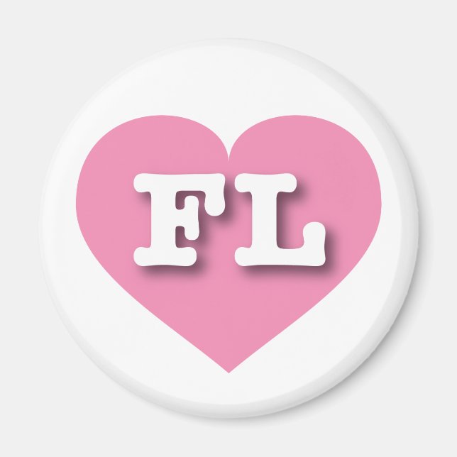 Imán Corazón Rosa de Florida - Amo FL (Frente)