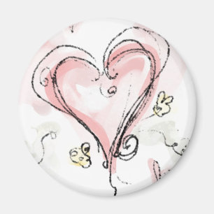 Imán Corazón Rosa Garabateado
