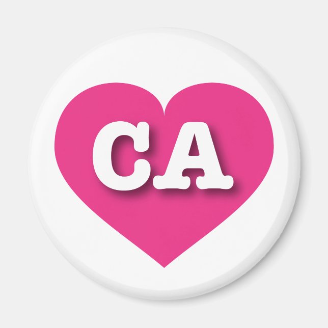 Imán Corazón rosado caliente de California - Amo CA (Frente)