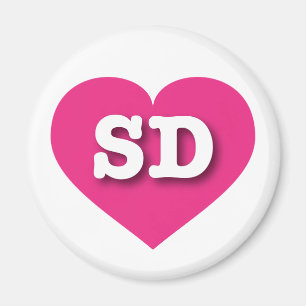 Imán Corazón rosado caliente de Dakota del Sur - Amo el