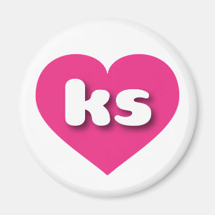 Imán Corazón rosado caliente de Kansas - Amo a los
