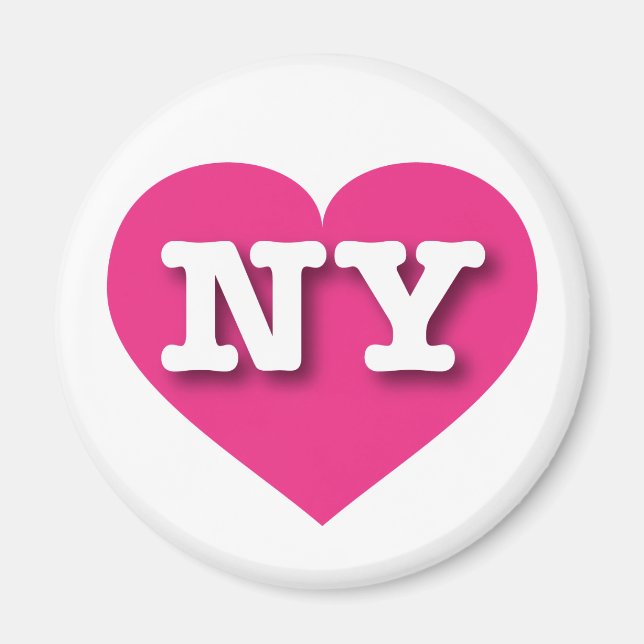 Imán Corazón rosado caliente de Nueva York - Amo a NY (Frente)