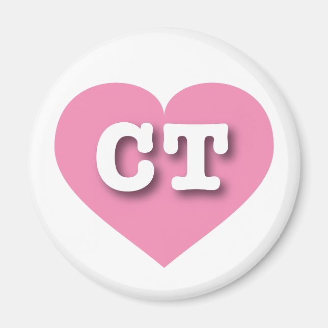 Imán Corazón rosado de Connecticut - Amo el CT (Frente)