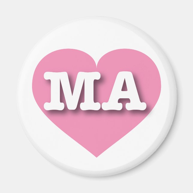 Imán Corazón rosado de Massachusetts - Me encantan las  (Frente)