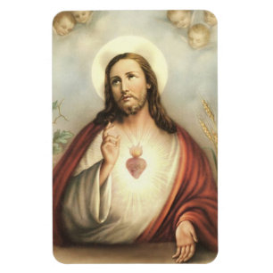 Imán Corazón sagrado de Jesús w/cherubs