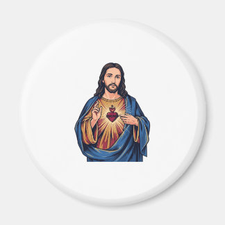 Imán Corazón Sagrado Grabado Antiguo Vector Religioso D