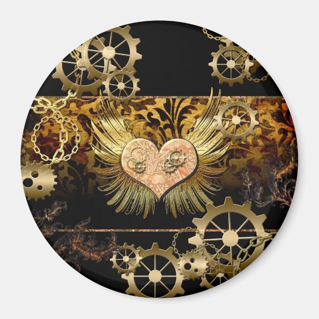 Imán Corazón Steampunk (Frente)