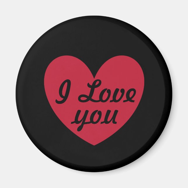 Imán corazón "Te amo" en negro (Frente)