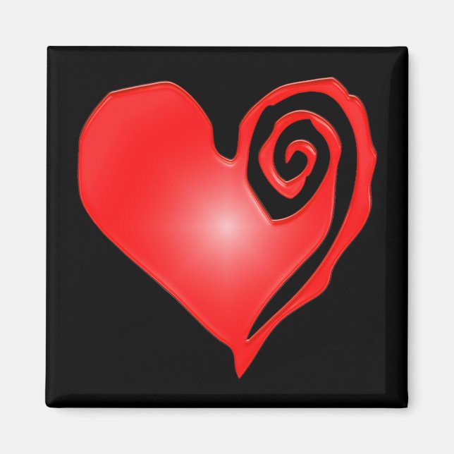 Imán corazón torpe en blanco o negro (Frente)