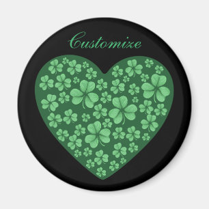 Imán corazón verde de Shamrock St Patrick's Day