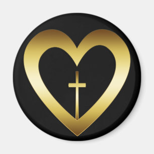 IMÁN CORAZÓN Y CRUZ DEL ORO