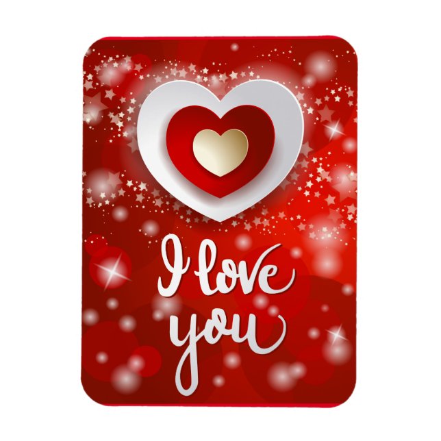 Imán Corazón y estrellas en rojo (Vertical)