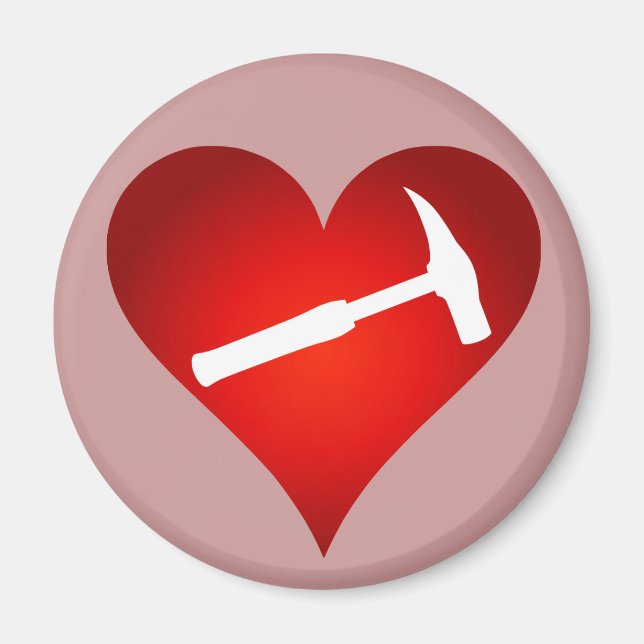 Imán Corazón y martillo de rock de geólogo (Frente)