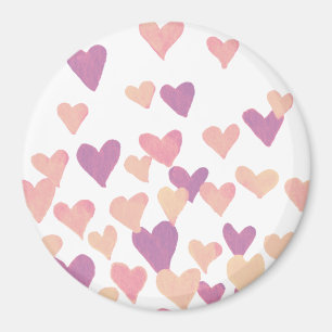Imán Corazones acuarelas del Día de San Valentín - rosa