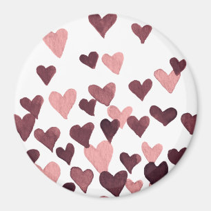 Imán Corazones acuarelas del Día de San Valentín - rosa