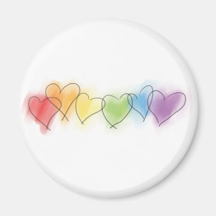 Imán Corazones arcoiris acuarelas