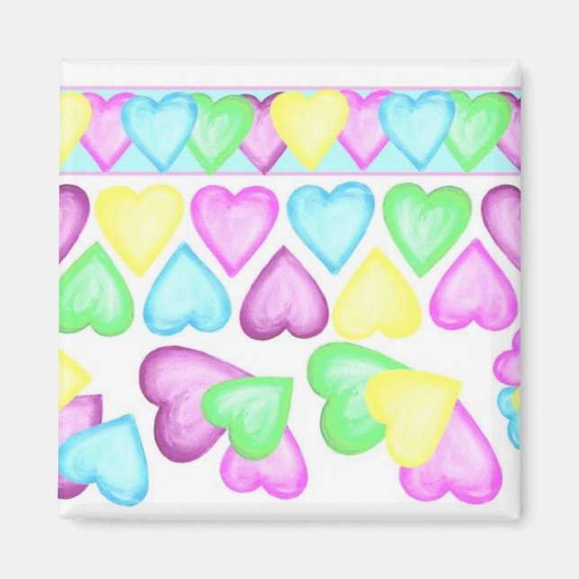 Imán corazones arcoiris y pastel (Frente)