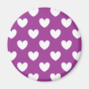 Imán Corazones blancos de lunares sobre morado
