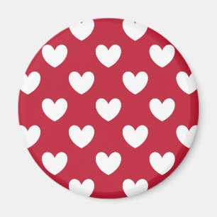 Imán Corazones blancos y rojos de la polca