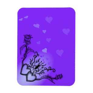 Imán Corazones con flores y mariposa en estilo tatuaje