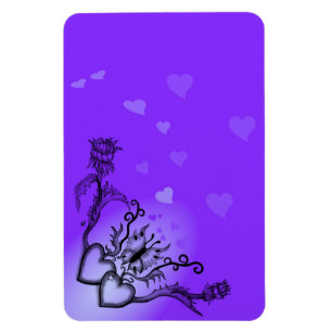 Imán Corazones con flores y mariposa en estilo tatuaje