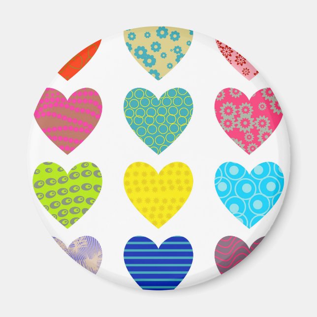Imán Corazones con patrones (Frente)