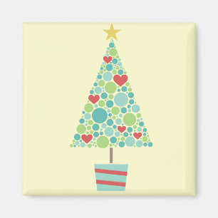 Imán Corazones cortos pastel árbol de Navidad moderno