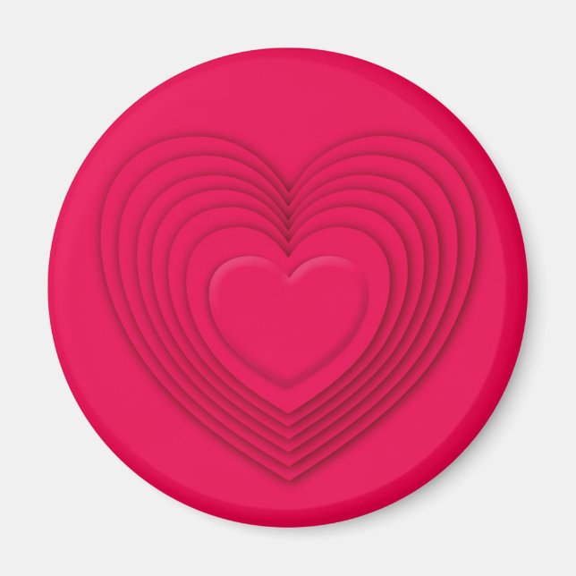 Imán Corazones de 3-d estratificados - rojo rosa (Frente)