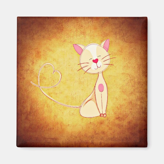 Imán Corazones de amor Kitty Amarillo (Frente)
