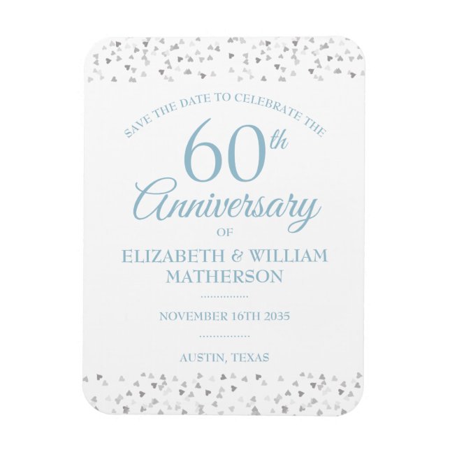 Imán Corazones de amor para guardar la fecha del aniver (Vertical)