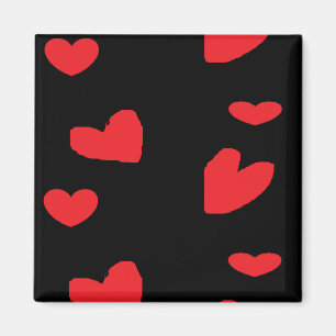 Imán corazones de amor rojos en negro
