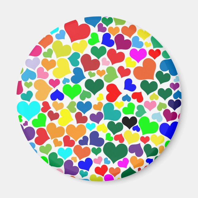 Imán corazones de arcoiris valentosos (Frente)