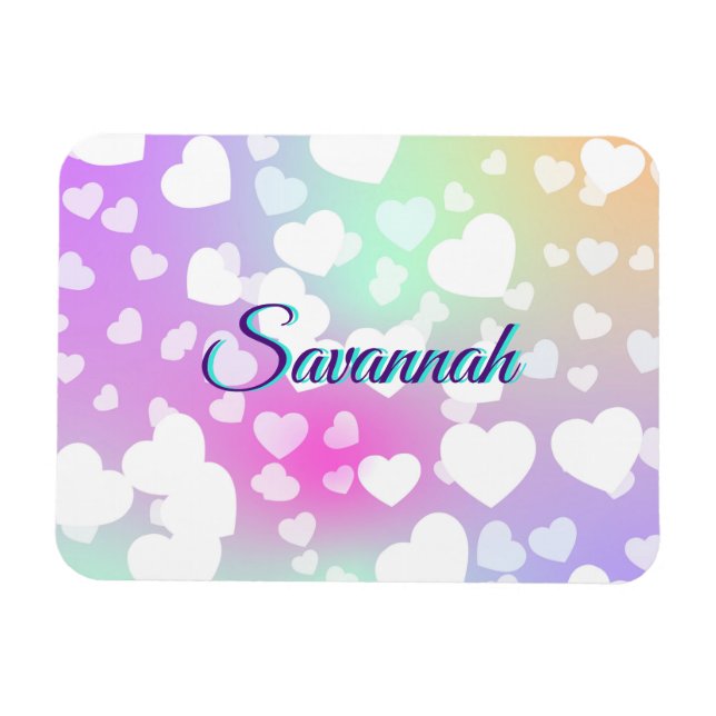 Imán Corazones de caída Pastel personalizados (Horizontal)