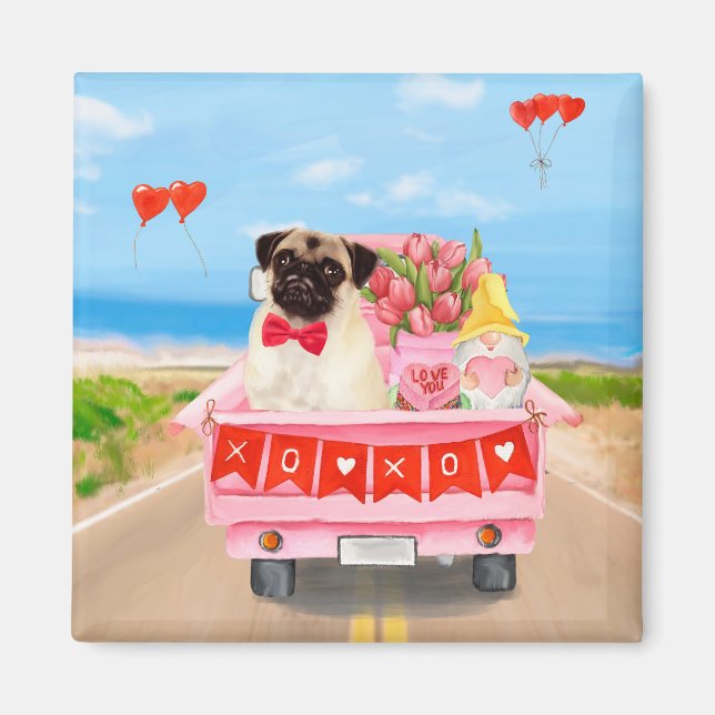 Imán Corazones de camiones El día de San Valentín de pe (Frente)