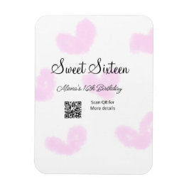 Imán Corazones de color rosa QR Dulce cumpleaños