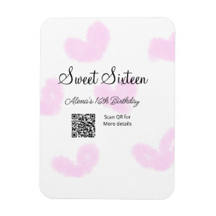 Imán Corazones de color rosa QR Dulce cumpleaños
