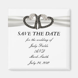 Imán Corazones De Diamantes Blancos Y Negros Salvan El 