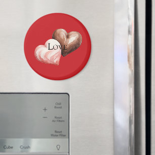 Imán Corazones de fresa de chocolate rojo romántico