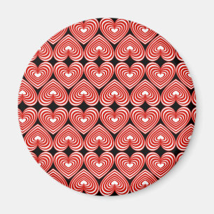 Imán Corazones de lino rojo y blanco