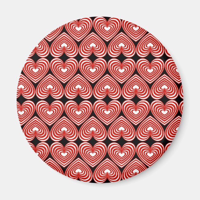 Imán Corazones de lino rojo y blanco (Frente)
