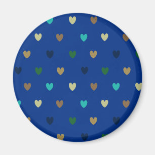 Imán Corazones de lunares en tonos azul pavo real