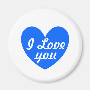 Imán Corazones de polka azul en blanco