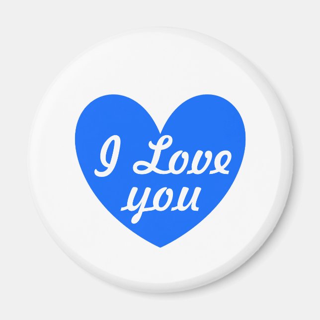 Imán Corazones de polka azul en blanco (Frente)
