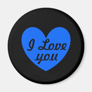 Imán Corazones de polka azul sobre negro