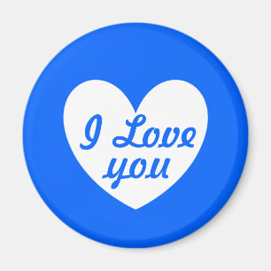 Imán Corazones de polka blanca en azul