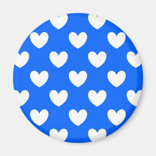 Imán Corazones de polka blanca en azul