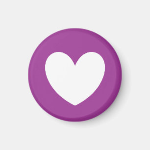 Imán Corazones de polka blanca en morado