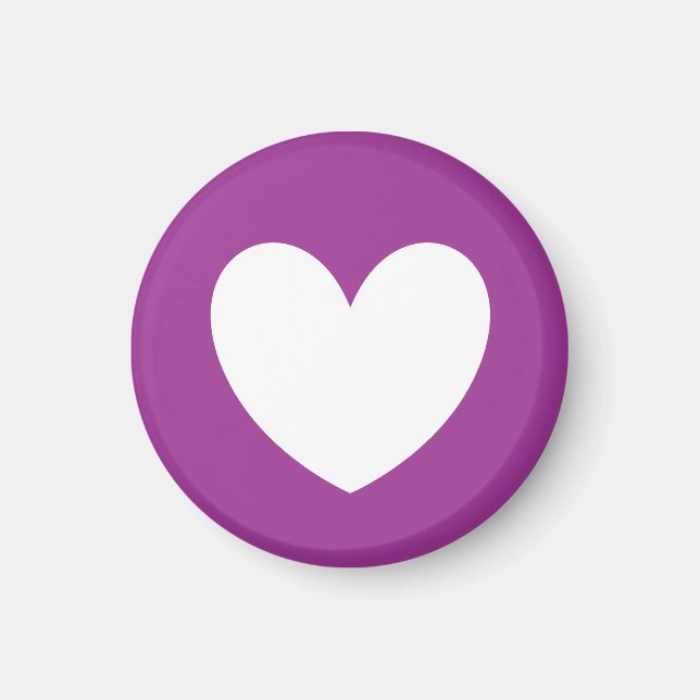 Imán Corazones de polka blanca en morado (Frente)