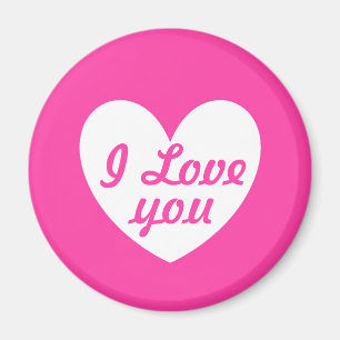 Imán Corazones de polka blanca en rosa fucsia