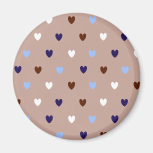 Imán Corazones de polka de color marrón pálido